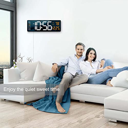 16.2 Inch Large LED Digital Wall Clock with Remote and Temperature Display