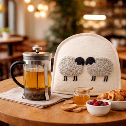 Wool Felt French Press Cozy - Handmade Insulated Coffee Pot Cover