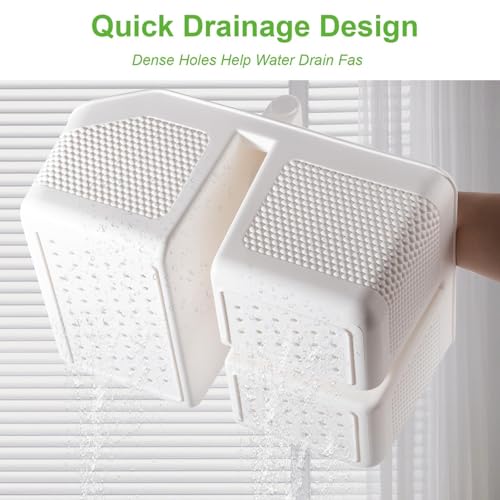 Portable Shower Caddy with Bamboo Handle - Large Plastic Bathroom Organizer