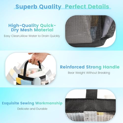 Portable Mesh Shower Caddy with 9 Pockets Quick Dry Toiletry Tote Bag