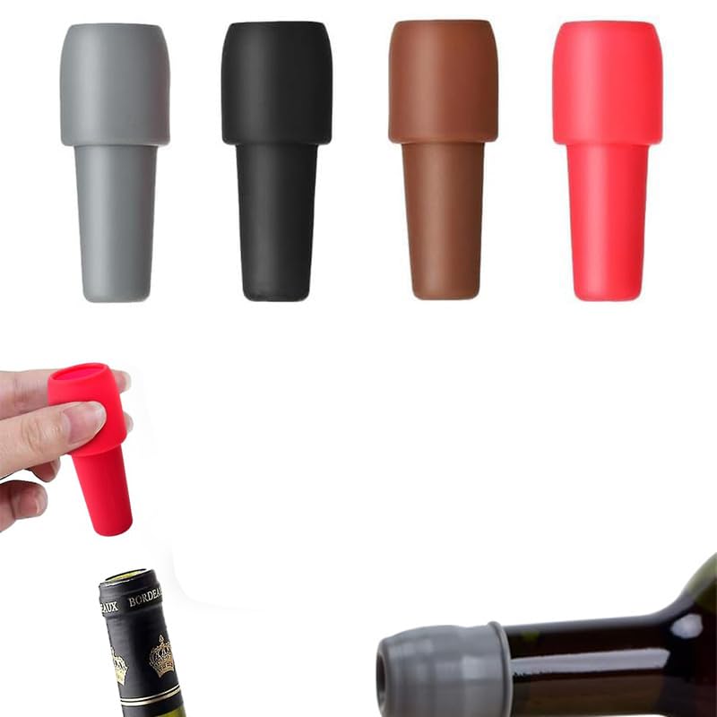 CLRZOL Reusable Silicone Sparkling Wine Bottle Stopper Set of 4 - Champagne & Prosecco Preservation