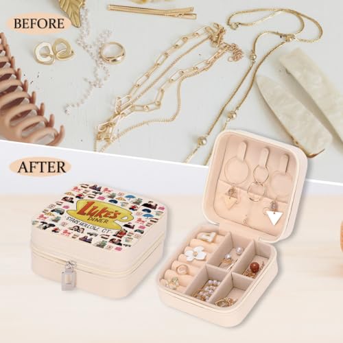 Small Travel Jewelry Box Organizer - Portable PU Leather Jewelry Case