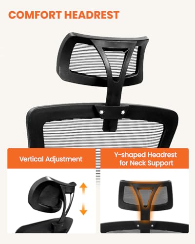 Ergonomic Office Chair with Adjustable Lumbar Headrest and Flip-Up Armrests