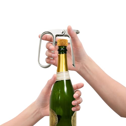 HIC Kitchen Champagne Opener - Spring-Action Wine Bottle Corkscrew for Natural & Synthetic Corks