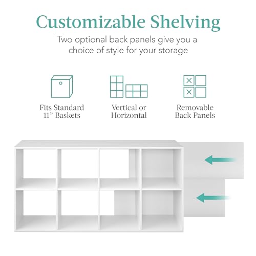 8-Cube Storage Organizer & Display Shelf Bookcase - 11in Opening, White
