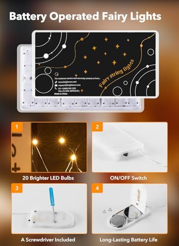 Brightown 12 Pack 7ft Battery Operated LED Fairy Lights Warm White