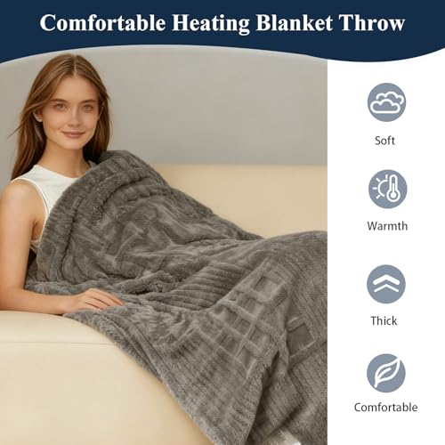 Electric Heated Throw Blanket, 50x60 Fleece Blanket with 12 Heat Levels
