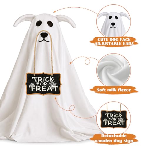 Lighted Ghost Walking Dog Halloween Yard Decor Set with Remote Control