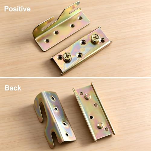 Heavy Duty Bed Rail Brackets - 4 Sets Galvanized Steel Bed Frame Connectors