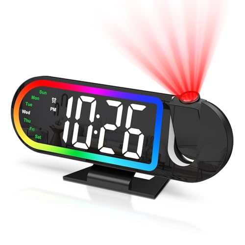 Projection Alarm Clock with 17-Color Ambient Light and 8.5-Inch Display