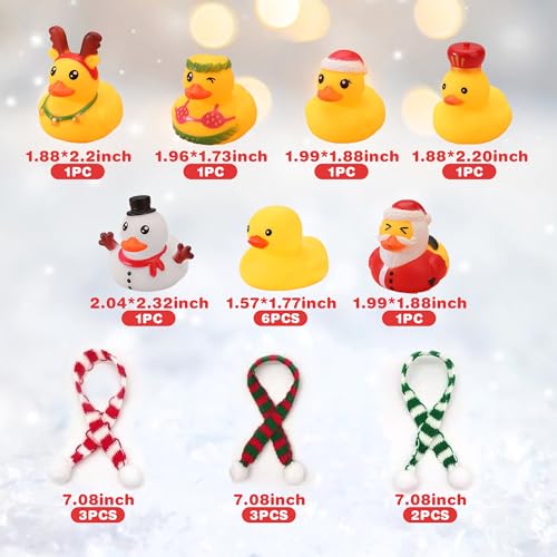 Christmas Duck Ornaments Set - Santa & Holiday Themed Hanging Decor (6 Santa Ducks, 6 Common Ducks, 8 Scarves)