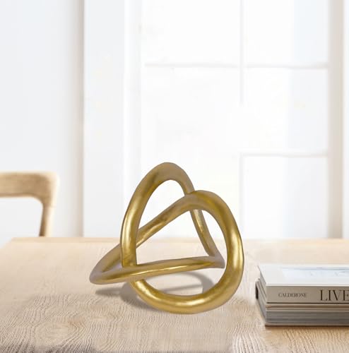 Modern Geometric Gold Knot Sculpture Resin Tabletop Decor Statue