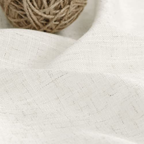 Nanspring Cream Linen Back Tab Curtains 84 Inch Length 2 Panel Set