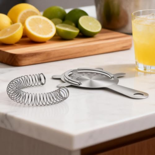 Kirecoo 2PCS Stainless Steel Cocktail Strainers - Professional Bar Tool Set