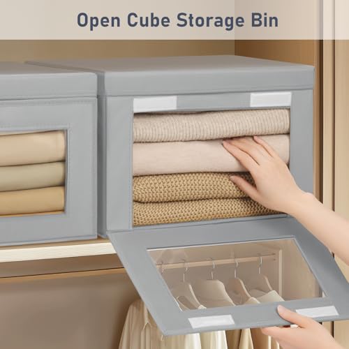 Fabric Storage Bins with Lids 4-Pack Large Closet Organizer Boxes
