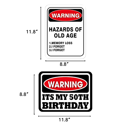 50th Birthday Party Decoration Signs - 9-Piece Funny Caution Wall Sign Set