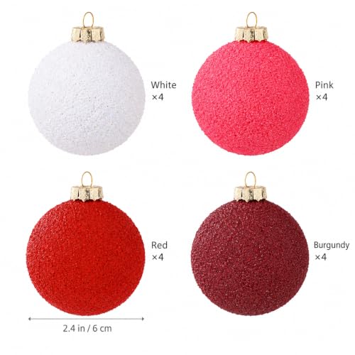 Mystarae Crimson Frost Textured Red Mix 2.4in 16Pcs Christmas Ornaments Set