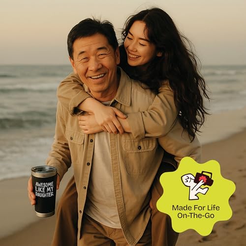 KLUBI Awesome Like My Daughter 20oz Black Travel Tumbler - Laser Engraved Dad Gift