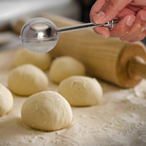 Stainless Steel Flour Duster Wand for Baking - Spring-Press Handle