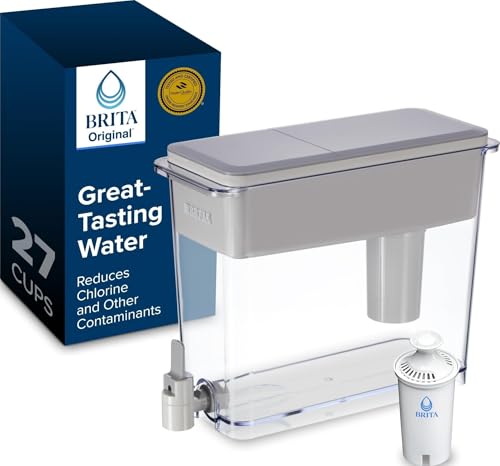 27-Cup Water Dispenser with Standard Filter - BPA-Free Fridge Purifier (Gray)