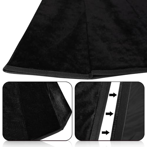 Black Velvet Christmas Tree Collar - Foldable Tree Ring Base Stand Cover