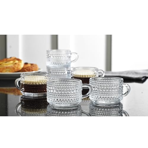 Glaver's Set of 6 Thick Glass Espresso Cups with Handles, 3 oz Demitasse Coffee Mugs