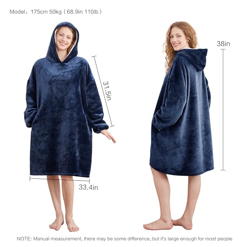 Oversized Wearable Blanket Hoodie with Sherpa Lining and Side Pockets