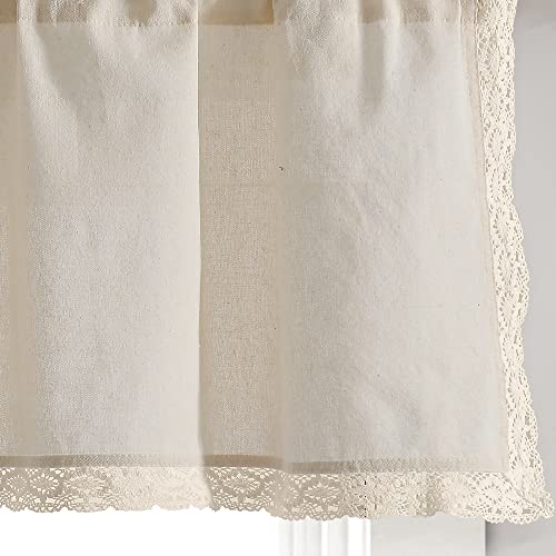 Lush Decor Rosalie Faux Linen Window Curtain Valance, Valanace, Ivory