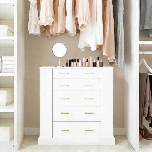 White Closet Island with Glass Top, LED Lights and Jewelry Storage Drawers
