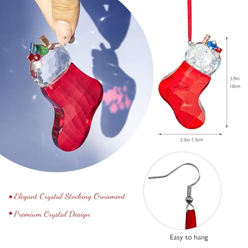 Crystal Christmas Stocking Ornament - 3.9-Inch Glass Tree Decoration