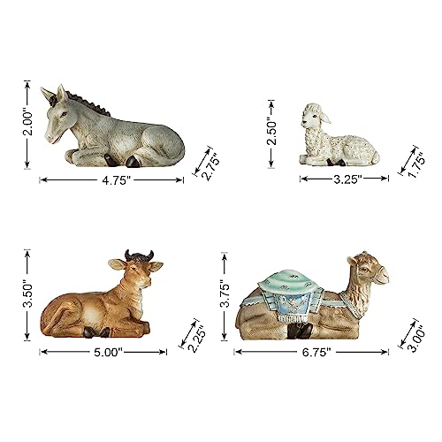 12-Piece Nativity Scene Set - 10-Inch Hand-Painted Blue Resin Figurines