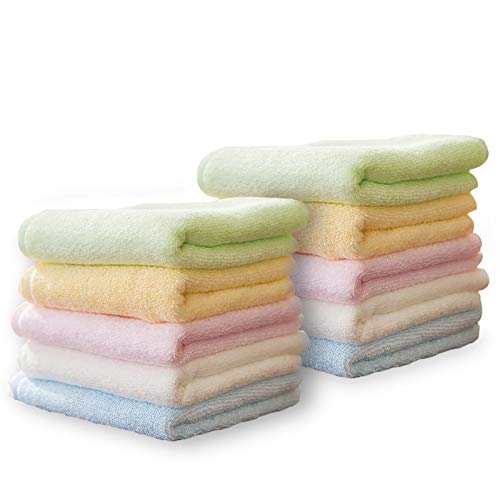 10-Pack Bamboo Rayon Washcloths, Ultra-Soft Absorbent Face Cloths 10x10