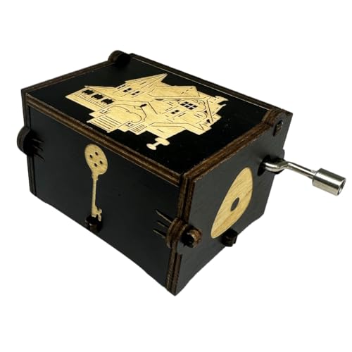 Engraved Wooden Hand Crank Music Box - Decorative Keepsake Gift