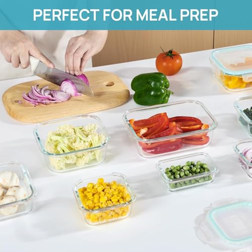 8-Pack Glass Food Storage Containers with Airtight Lids for Meal Prep