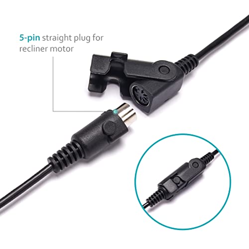 2-Button Power Recliner Hand Control with USB Port and 5-Pin Plug