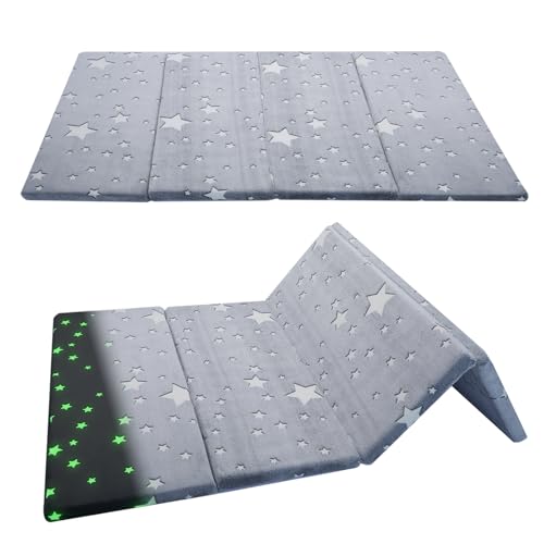 Foldable Kids Floor Mattress, 48x72 Inch Glow-in-the-Dark Play Mat