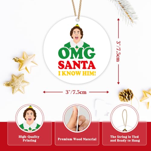 Cheroloven Buddy The Elf Christmas Tree Ornaments Set - 6 Funny Holiday Wood Decorations