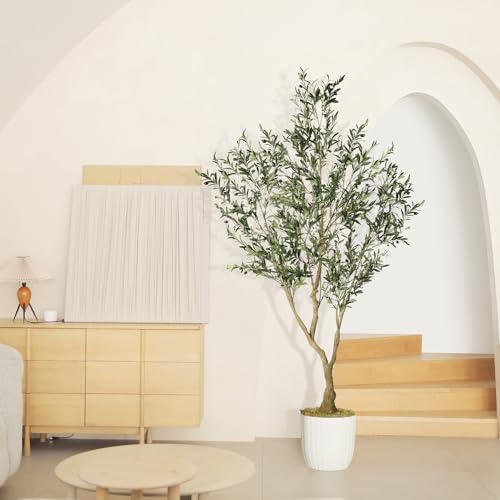 7ft Artificial Olive Tree with Lifelike Fruits and Adjustable Branches