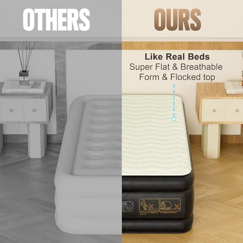 Twin Air Mattress with Built-in Pump and Foam Topper - 18 Inch