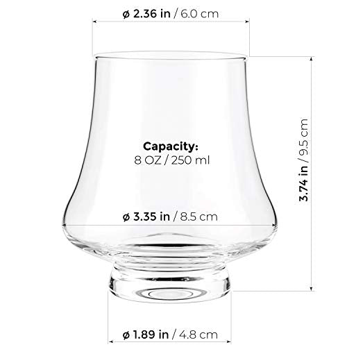 LUXBE Set of 4 Crystal Bourbon Whisky Glasses - 9oz Tasting Snifter Handcrafted
