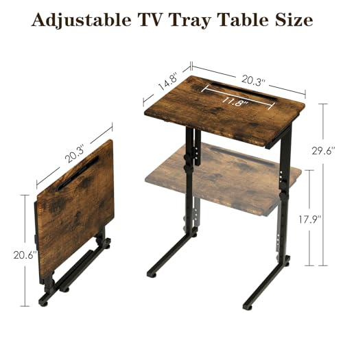 Adjustable C-Shaped Folding TV Tray Table - Portable Snack End Table