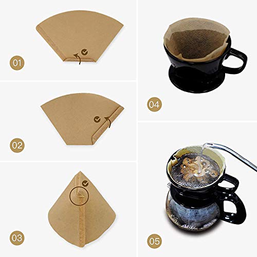 #4 Cone Coffee Filters 8-12 Cup - Unbleached Natural Paper (100 Count)