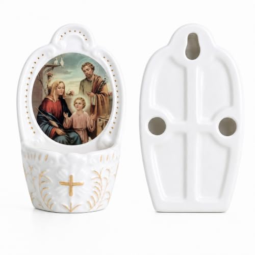 Holy Family Holy Water Font for Wall - Resin Religious Wall Decor