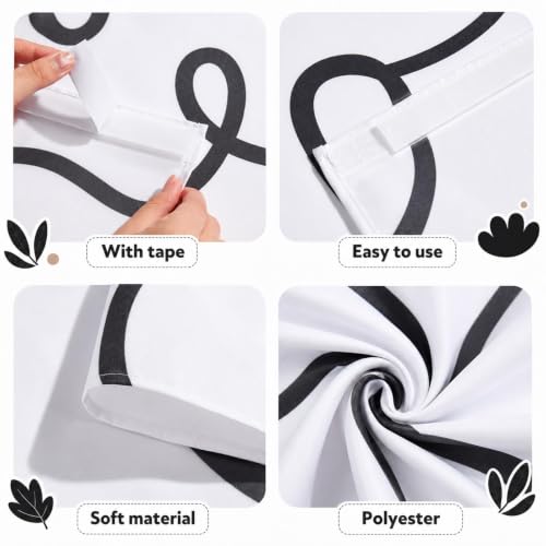 6-Piece Classroom Cabinet Curtains, Black and White Storage Privacy Drapes