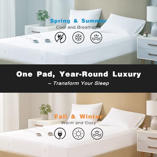 Queen Heated Mattress Pad - Cool Touch Electric Bed Warmer with 5 Settings & Auto Shut Off