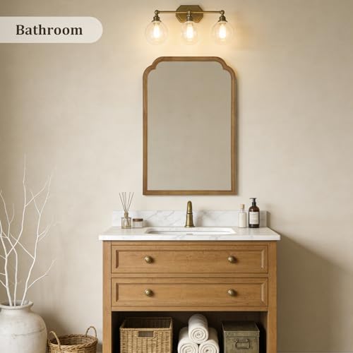 24x36 Inch Rustic Solid Wood Wall Mirror, Decorative Farmhouse Mirror