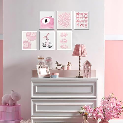 Pink Coquette Wall Art Set - 6 Trendy Aesthetic 8x10 Posters