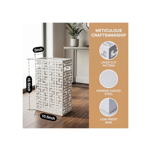 Modern Square Metal Umbrella Stand - Space-Saving Entryway Rack, White