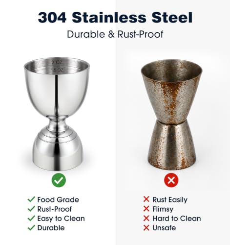 PAGWS Stainless Steel Double Jigger Bar Tool for Cocktails & Mixology
