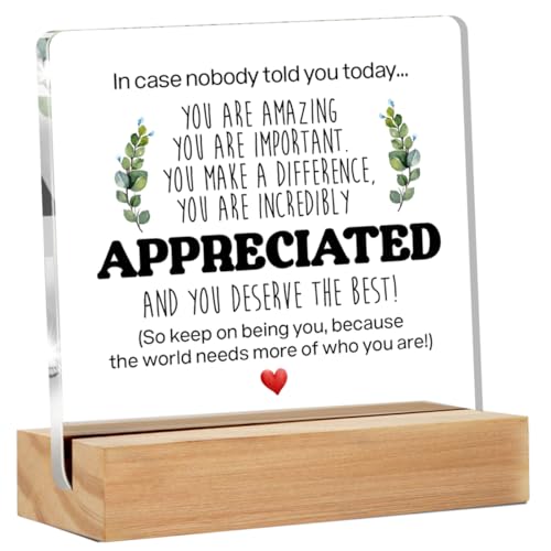 Motivational Quote Acrylic Desk Sign - Appreciation Gift 4x4 Inches